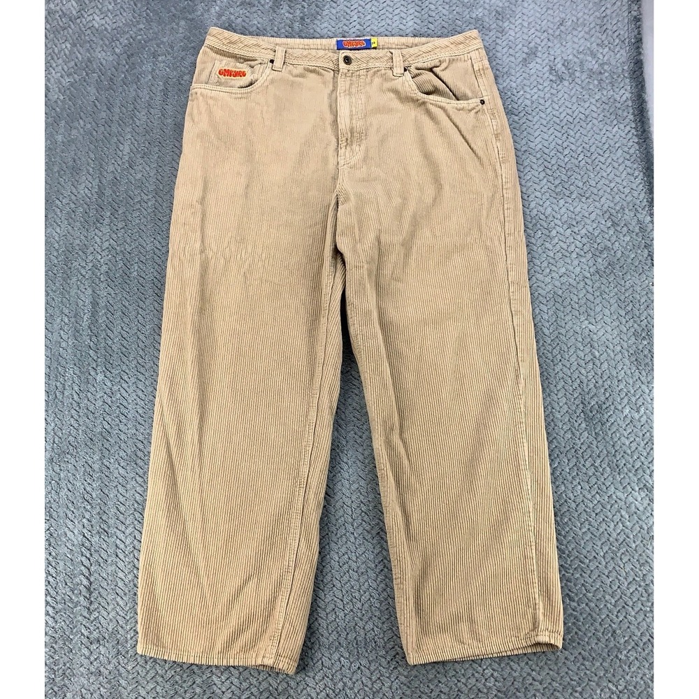 Empyre Corduroy Pants Men's 38 Beige Relaxed Loose Baggy Wide Leg Skater Grunge